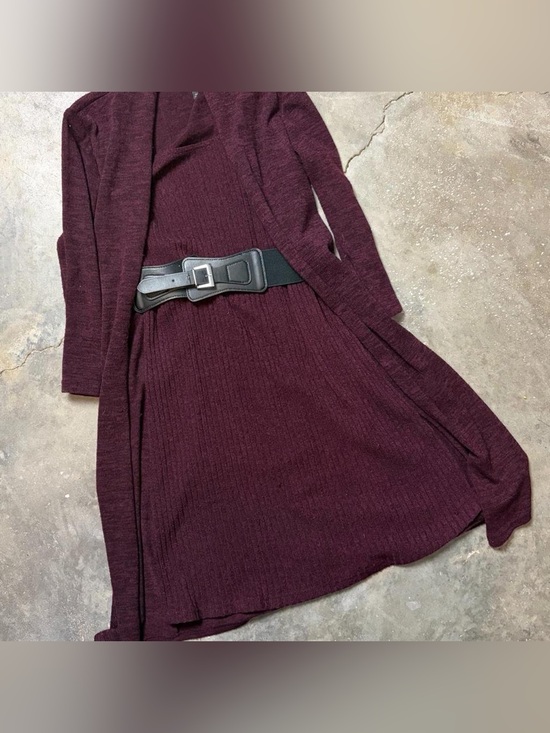 connected apparel Dresses & Skirts - connected apparel Long Sleeve Ribbed Knit Dress in Burgundy Plum